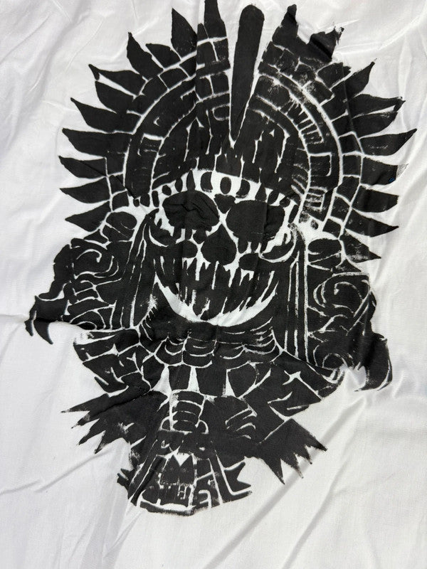 Chemise blanche design streetwear y2k hip-hop fait main taille S n•500