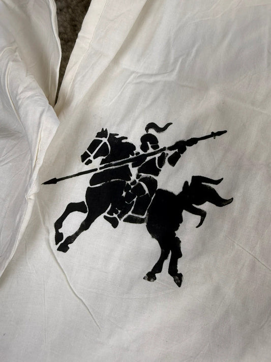 Chemise blanche design streetwear y2k hip-hop fait main taille L n•501