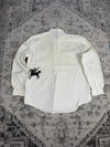 Chemise blanche design streetwear y2k hip-hop fait main taille L n•501