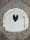 Chemise blanche design streetwear y2k hip-hop fait main taille XL n•502
