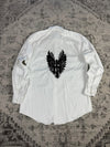 Chemise blanche design streetwear y2k hip-hop fait main taille M n•503