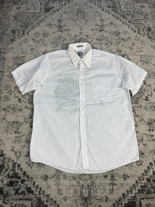 Chemise blanche manche courte design streetwear y2k hip-hop fait main taille L n•505