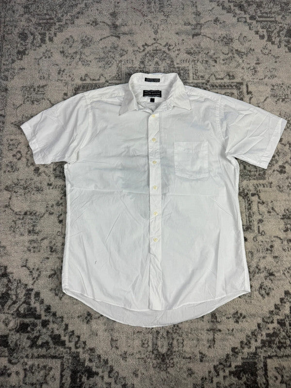 Chemise blanche manche courte design streetwear y2k hip-hop fait main taille L n•506