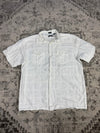 Chemise blanche manche courte design streetwear y2k hip-hop fait main taille M n•507