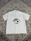 Chemise blanche manche courte design streetwear y2k hip-hop fait main taille M n•507