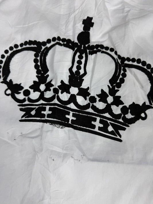 Chemise blanche manche courte design streetwear y2k hip-hop fait main taille S n•508