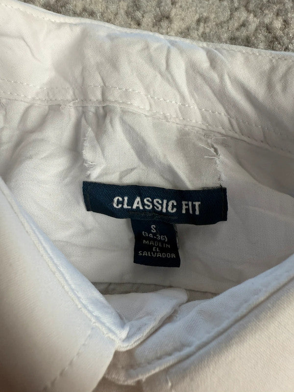 Chemise blanche manche courte design streetwear y2k hip-hop fait main taille S n•508