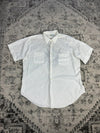 Chemise blanche manche courte design streetwear y2k hip-hop fait main taille L n•509