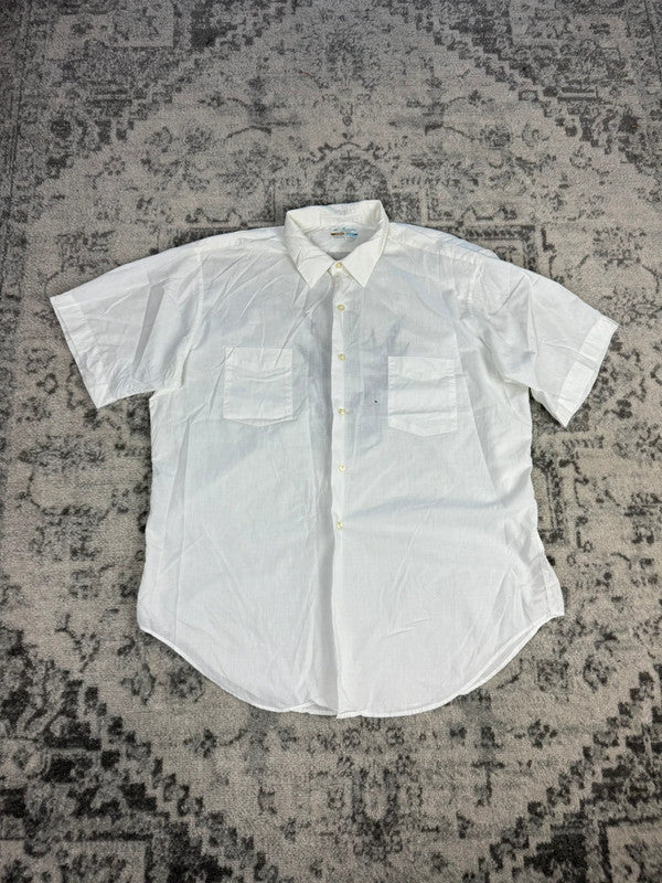 Chemise blanche manche courte design streetwear y2k hip-hop fait main taille L n•509