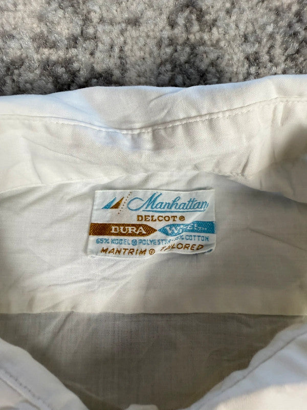 Chemise blanche manche courte design streetwear y2k hip-hop fait main taille L n•509