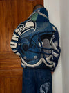 Manteau en tapisserie design unique vintage fait main upcyclé retravaillé tissé taille M n•448