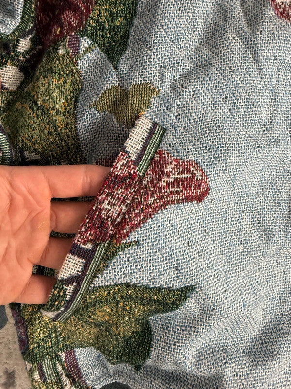 Manteau en tapisserie design unique vintage fait main upcyclé retravaillé tissé taille L n•444