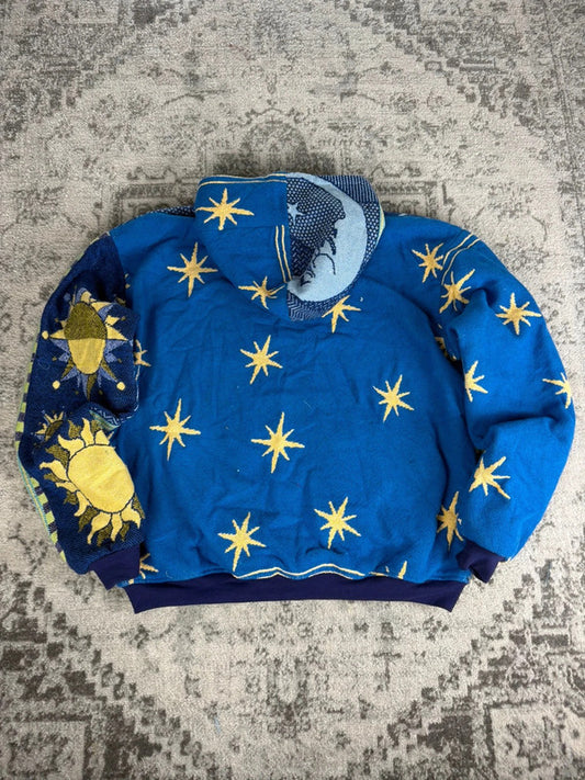 Manteau en tapisserie design unique vintage fait main upcyclé retravaillé tissé taille XL n•443