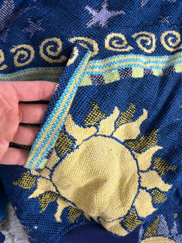 Manteau en tapisserie design unique vintage fait main upcyclé retravaillé tissé taille XL n•443