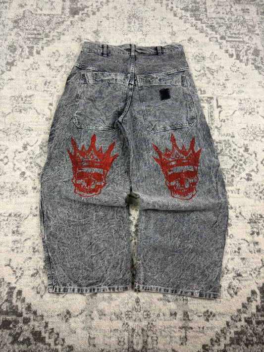 Pantalon baggy double knee 100% Cotton jean large Japanese streetwear JNCO y2k hip-hop taille 32US