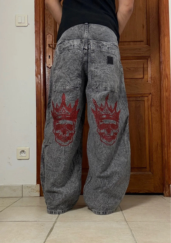 Pantalon baggy double knee 100% Cotton jean large Japanese streetwear JNCO y2k hip-hop taille 32US