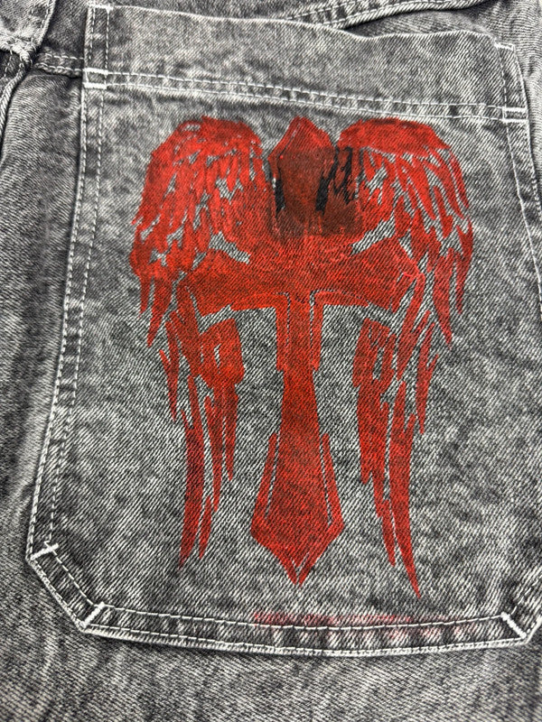 Pantalon baggy double knee 100% Cotton jean large Japanese streetwear JNCO y2k hip-hop taille 32US