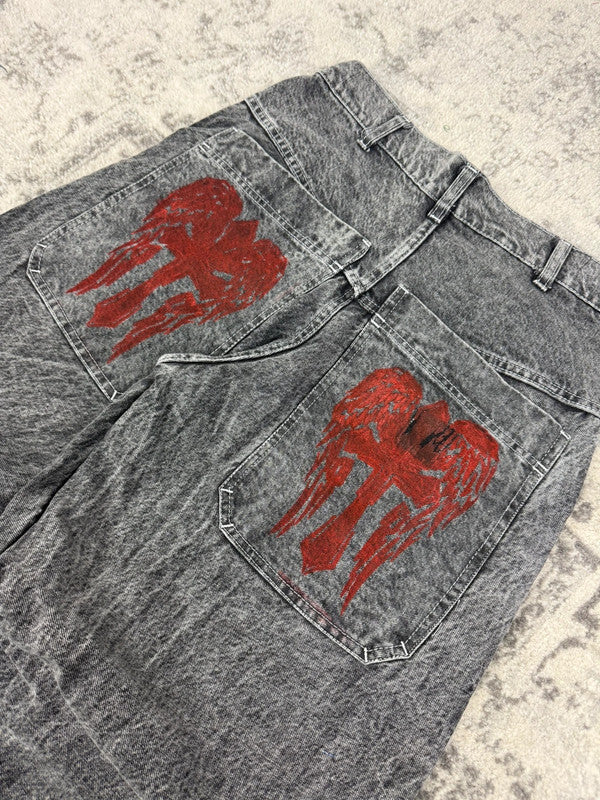 Pantalon baggy double knee 100% Cotton jean large Japanese streetwear JNCO y2k hip-hop taille 32US