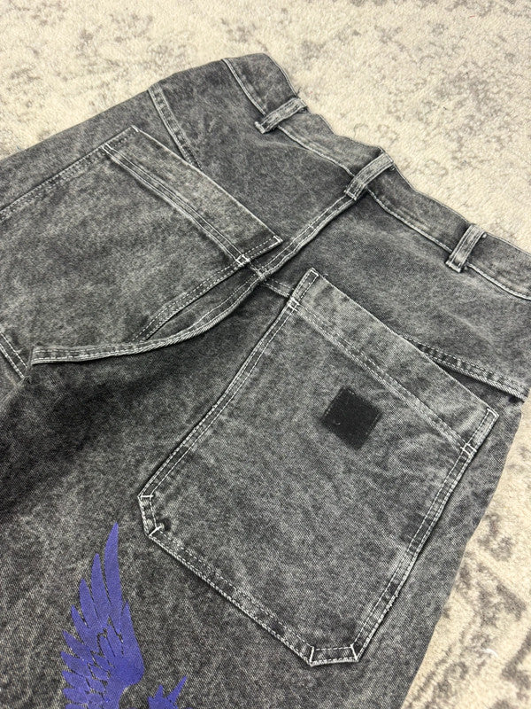 Pantalon baggy double knee 100% Cotton jean large Japanese streetwear JNCO y2k hip-hop taille 30US