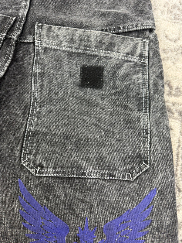 Pantalon baggy double knee 100% Cotton jean large Japanese streetwear JNCO y2k hip-hop taille 30US