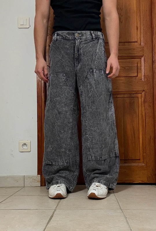 Pantalon baggy double knee 100% Cotton jean large Japanese streetwear JNCO y2k hip-hop taille 30US