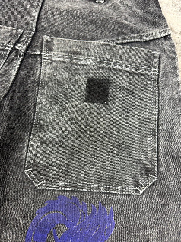 Pantalon baggy double knee 100% Cotton jean large Japanese streetwear JNCO y2k hip-hop taille 30US