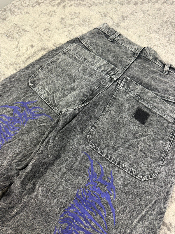 Pantalon baggy double knee 100% Cotton jean large Japanese streetwear JNCO y2k hip-hop taille 32US