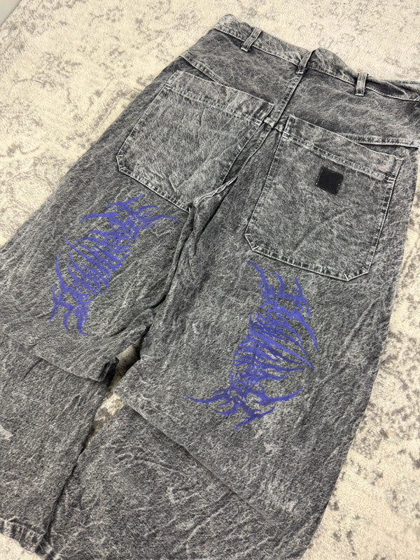 Pantalon baggy double knee 100% Cotton jean large Japanese streetwear JNCO y2k hip-hop taille 32US