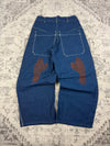 Pantalon baggy double knee 100% Cotton jean large Japanese streetwear JNCO y2k hip-hop taille 32US