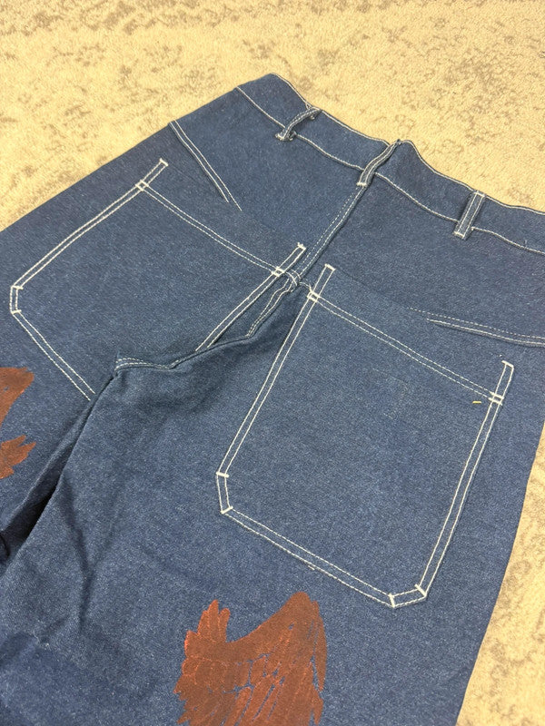 Pantalon baggy double knee 100% Cotton jean large Japanese streetwear JNCO y2k hip-hop taille 32US