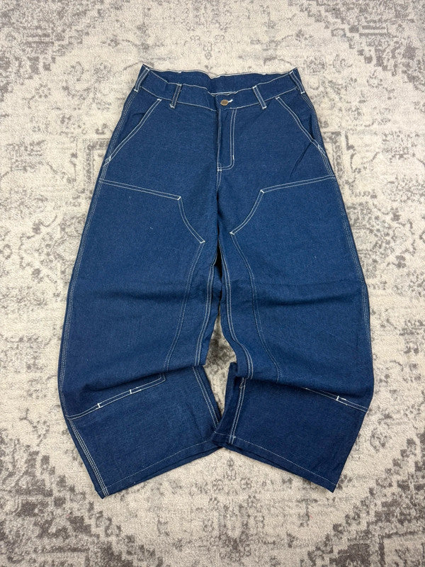 Pantalon baggy double knee 100% Cotton jean large Japanese streetwear JNCO y2k hip-hop taille 32US