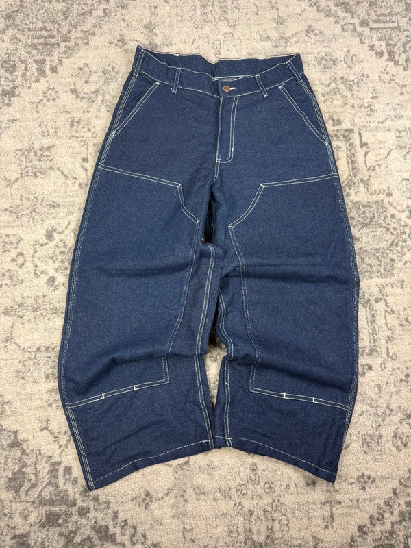 Pantalon baggy double knee 100% Cotton jean large Japanese streetwear JNCO y2k hip-hop taille 32US