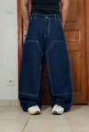 Pantalon baggy double knee 100% Cotton jean large Japanese streetwear JNCO y2k hip-hop taille 32US