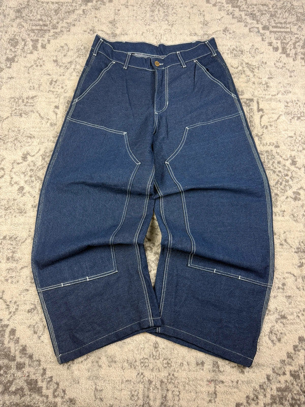 Pantalon baggy double knee 100% Cotton jean large Japanese streetwear JNCO y2k hip-hop taille 32US