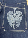 Pantalon baggy double knee 100% Cotton jean large Japanese streetwear JNCO y2k hip-hop taille 32US