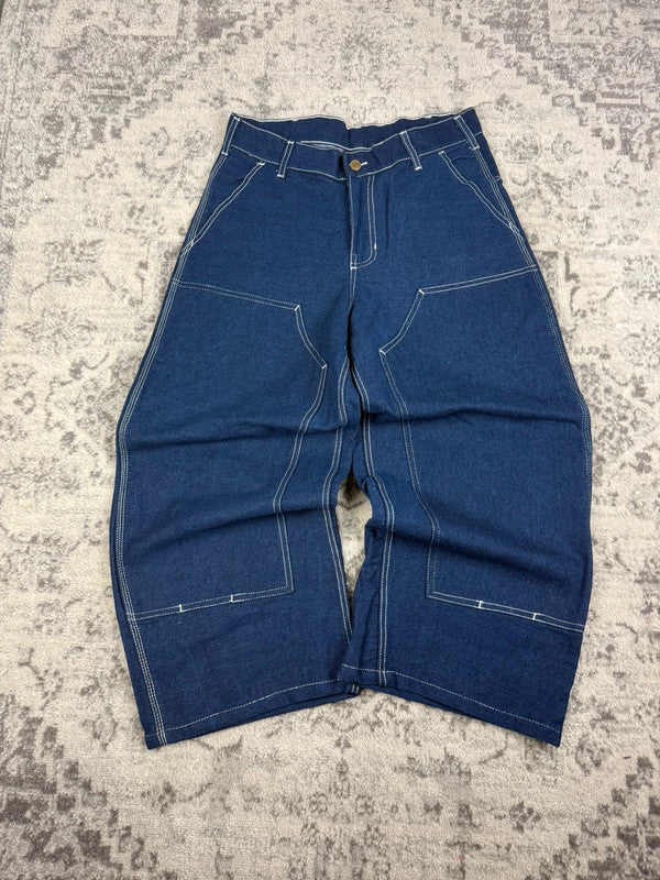 Pantalon baggy double knee 100% Cotton jean large Japanese streetwear JNCO y2k hip-hop taille 32US