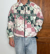 Veste en quilt crop style sportswear design unique vintage fait main upcyclé retravaillé n•625