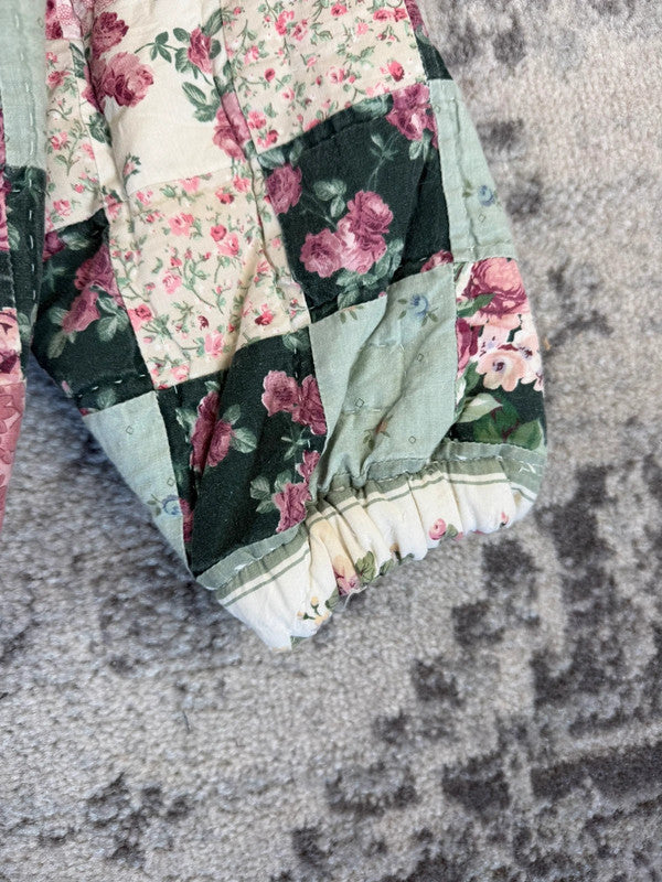 Veste en quilt crop style sportswear design unique vintage fait main upcyclé retravaillé n•625