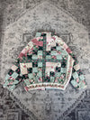 Veste en quilt crop style sportswear design unique vintage fait main upcyclé retravaillé n•625