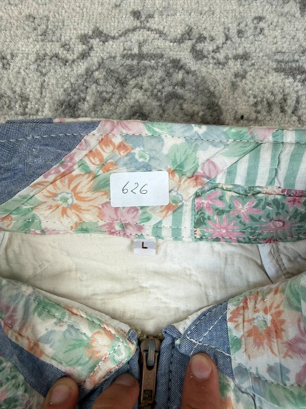Veste en quilt crop style sportswear design unique vintage fait main upcyclé retravaillé n•626