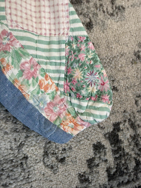 Veste en quilt crop style sportswear design unique vintage fait main upcyclé retravaillé n•626