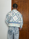 Veste en quilt crop style sportswear design unique vintage fait main upcyclé retravaillé n•626