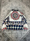 Veste en quilt crop style sportswear design unique vintage fait main upcyclé retravaillé n•627