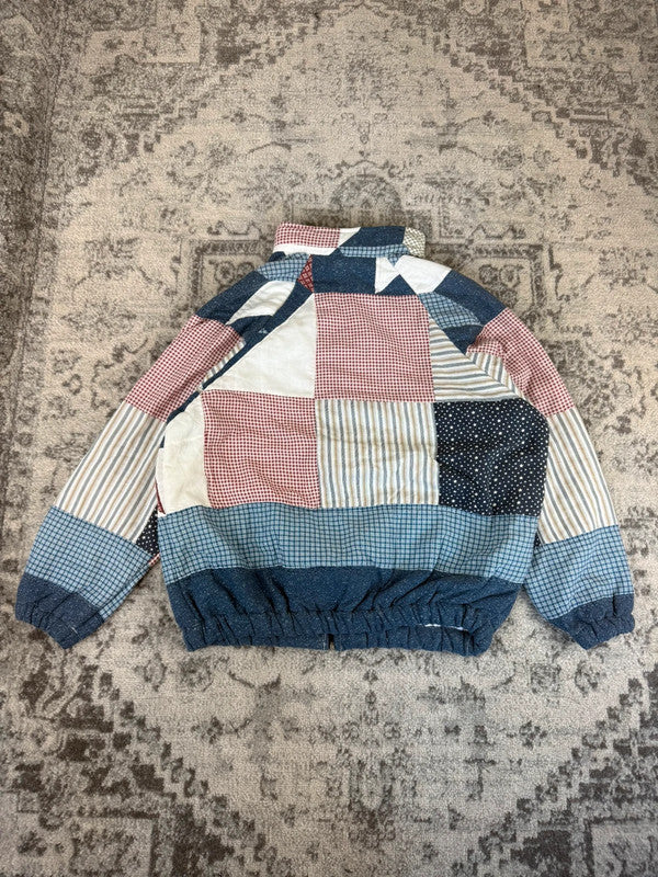 Veste en quilt crop style sportswear design unique vintage fait main upcyclé retravaillé n•629