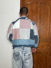 Veste en quilt crop style sportswear design unique vintage fait main upcyclé retravaillé n•629