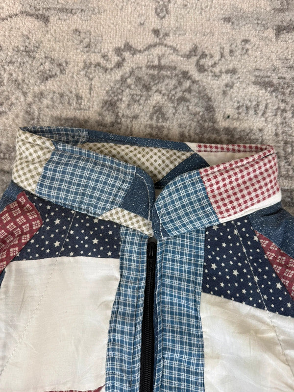 Veste en quilt crop style sportswear design unique vintage fait main upcyclé retravaillé n•629