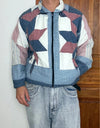Veste en quilt crop style sportswear design unique vintage fait main upcyclé retravaillé n•629
