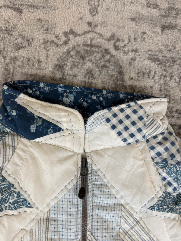 Veste en quilt crop style sportswear design unique vintage fait main upcyclé retravaillé n•630