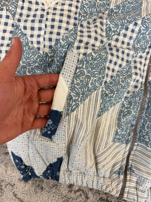 Veste en quilt crop style sportswear design unique vintage fait main upcyclé retravaillé n•630