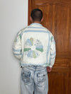 Veste en quilt crop style sportswear design unique vintage fait main upcyclé retravaillé n•631